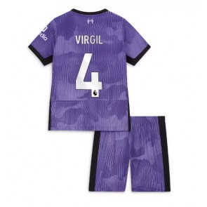 Liverpool Virgil van Dijk #4 Tredjeställ Barn 2023-24 Kortärmad (+ Korta byxor)